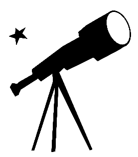 a telescope with a star in sky behind it.