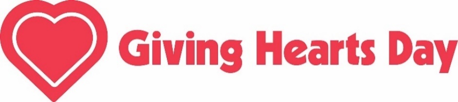 Giving Hearts Day logo - Giving Hearts Day is in red with a red heart.